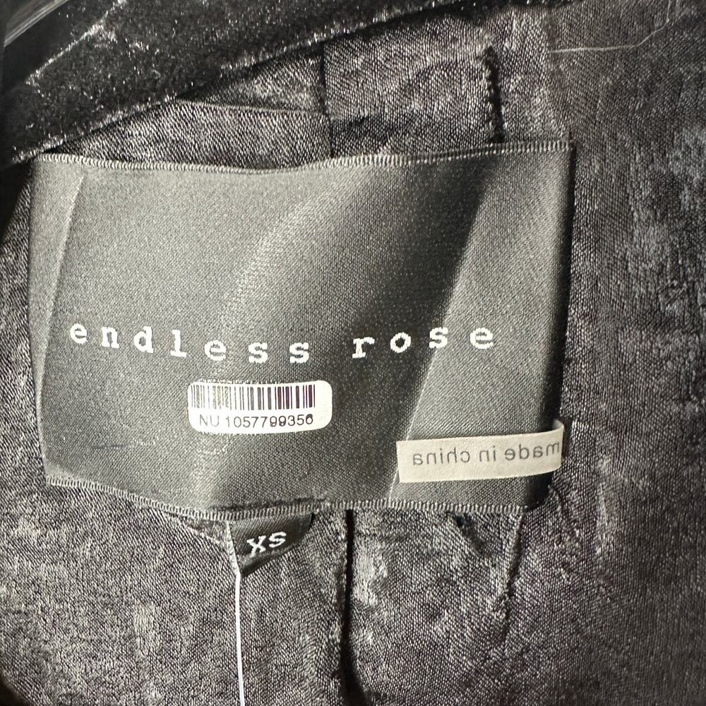 NWT Endless Rose Black Velvet Blazer Jacket Women’s XS Longline - Picture 8 of 16
